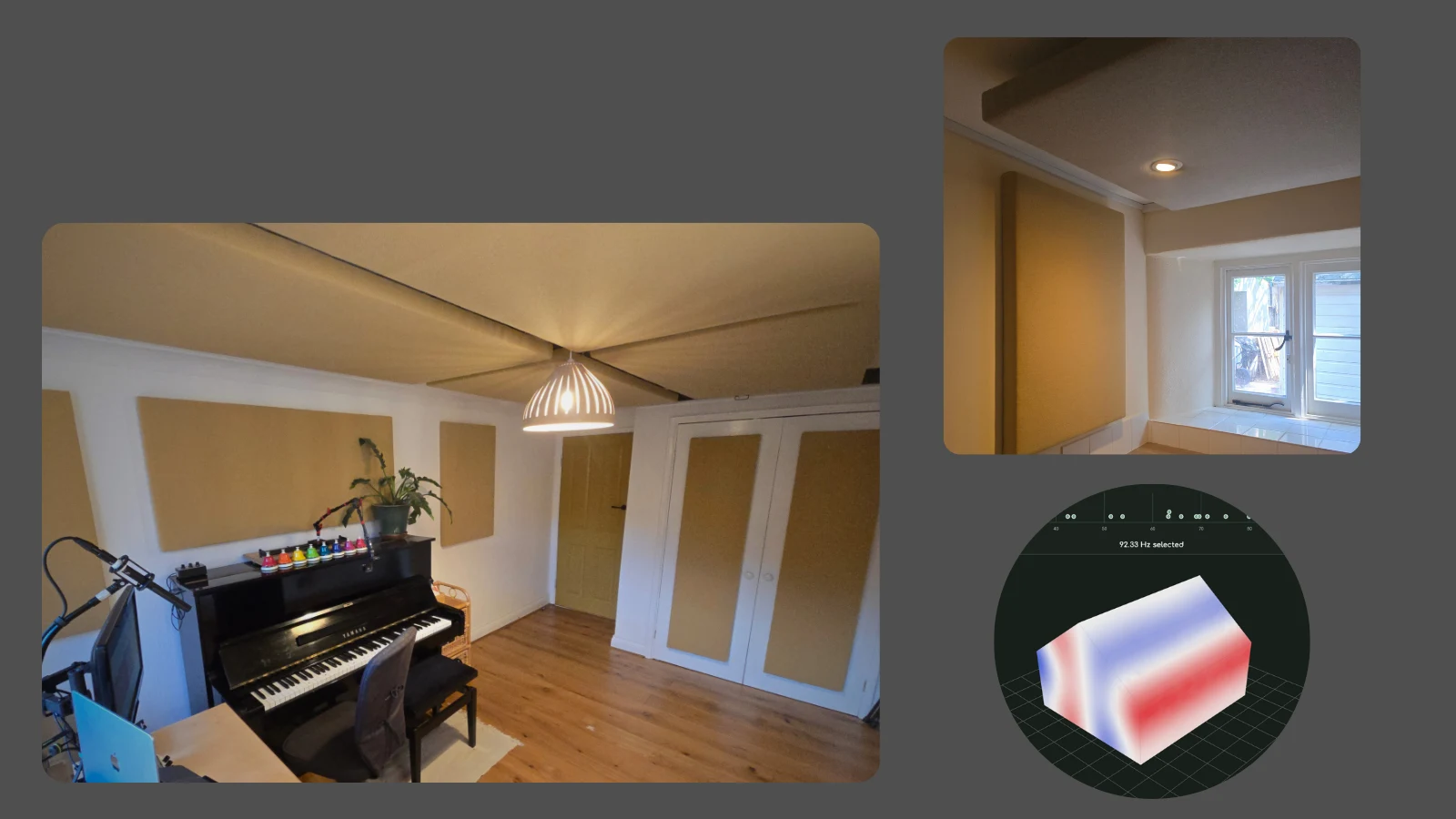 Acoustic treatment for a private music room and office, with room modelling